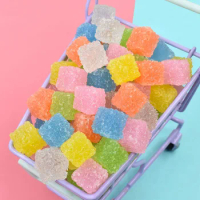 100pcs 12*12mm 3D Cube Candy Jelly Food Resin Cabochon Ornament Craft Fit Hair Jewelry Bow Center Phone Shell Photo Frame DIY