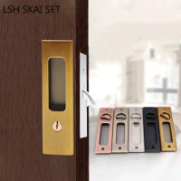Zinc Alloy Sliding Door Invisible Hook Locks Bathroom Embedded Concealed Lock Kitchen Wooden Door Handle Hardware Lockset