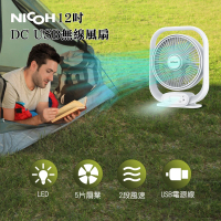 【NICOH】12吋DC-USB無線風扇(NDC-F12W-A)