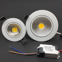 10pcs/lot Dimmable LED Downlight 5W 7W 9W 12W 85-265V COB LED spot light COB Spot Recessed lamp Light Bulb