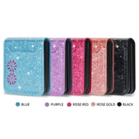 Bling Glitter Card Wallet leather Case For Samsung Galaxy Z Flip 5 Case for Galaxy Z Flip3 Cover Z Flip 4 Capa Z Flip 3 Case