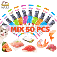 BIXIA Snack Kucing isi 50~30pcs Cat Treats 16gr Makanan Basah Kucing Cemilan Kucing Creamy Treat unt