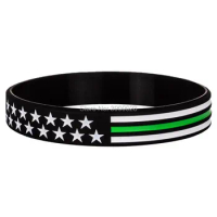 300pcs Thin Green Line American Flag 300pcs Thin White Line American Flag Silicone Wristbands Bracelets Free Shipping by DHL