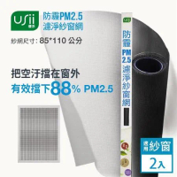 Usii 防霾PM2.5濾淨紗窗網2入組(窗用)-85x110cm