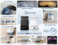 [ECOVACS] Robot hút bụi lau nhà Ecovacs Deebot N30 Pro Omni 2025 - Lực hút siêu mạnh 10.000Pa - OMNI