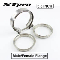 3.5" V-Band 304 Stainless Steel Clamp With Male/Female Flange Kits For Turbo Exhaust 3.5 Inch V Band