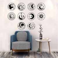 10Pcs Mystical Sun Moon Wall Sticker Living Room Bedroom Celestial Elements Astrology Wall Decal Vinyl Home Decor
