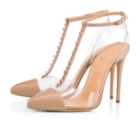 Minan Ser New Women's sandals, pointed jelly sandals, transparent sexy shoes for wedding parties, nightclubs
