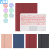 7 Colors Backlit Touch Bluetooth Keyboard for iPad Pro 11 2022 Leather Smart Case with Pen Slot for iPad Pro 11 Keyboard Cover