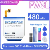 GUKEEDIANZI Replacement Battery FW3L FW3S 480mAh 600mAh for Moto 360 Moto360 2nd 46mm 42mm Watch SNN5962A Batterij