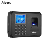 Aibecy Biometric Fingerprint Password Attendance Machine Multi-language with 2.4 inch LCD Screen Employee Management Time Clock