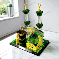 KD88 AZARA | Miniatur Ka'bah & Pilar Kristal | Miniatur Masjid Nabawi Madinah | Hiasan Meja Islami