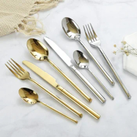 SS 18/10 shiny Gold spoon fork and knife cutlery set
