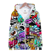 Hoodies Anime Grunge Graffiti 3D Print Zipper Sweatshirts Boy Girl Sweatshirts kids Cartoons Fashion Long Sleeve Oversized Coat