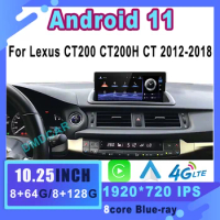 Car Stereo Multimedia Monitor GPS Navigation Radio 10.25inch Android 11 8+128G For Lexus CT CT200 CT200h 2011-2017 Touch Screen