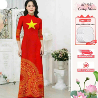 Áo Dài Cờ Việt Nam In Hoạ Tiết Trống Đồng Đủ size S/M/L/XL/2XL/3XL/4XL/5XL