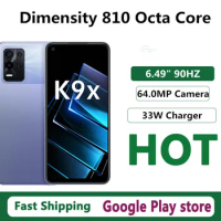 Original Oppo K9X 5G Mobile Phone Android 11.0 Camera 64.0MP 33W Charger Dimensity 810 Fingerprint 6.49" 90HZ Face ID Dual Sim
