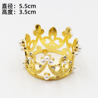 Plastic Crown Cake Decoration Mini Pearl Round Crown Children's Princess Headpiece High Gloss Small