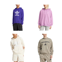 【adidas 愛迪達】圓領長袖T恤 連帽長袖T恤 TREFOIL HOODY 男女 A-IZ2362 B-IY4702 C-IM9408 精選十款