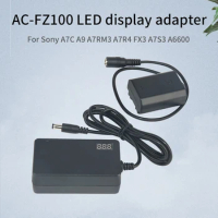 NP-FZ100 AC Power Supply LED Display Adapter+NP-FZ100 Dummy Battery DC Coupler for Sony A9II A7RIV A7III A7M3 A7M4 A6600