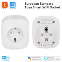 European Wifi Smart Plug Energy Monitor Wifi Voice Remote Control Alexa Google Home Smart Life Tuya