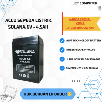 BATTERY 6V 4,5AH EMERGENCY LAMP/AKI KERING LAMPU BATERAI SOLANA 4.5AH
