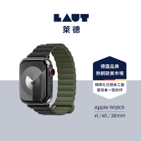 【LAUT 萊德】Apple Watch 38/40/41mm 撞色矽膠錶帶-黑