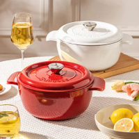 High Appearance Enameled Cast Iron Cookware Saucepan Casserole Pot Soup Pots Fish Cake Pot Household Non-stick Pan with Two Ears