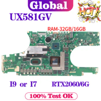 KEFU UX581G Mainboard For ASUS Zenbook Pro Duo UX581 UX581GV Laptop Motherboard I7-9750H I9-9980HK RTX2060/6G 16G/32G-RAM