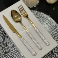 Fairy Diamond 304 Stainless Steel Western Food Chinese Food Knife, Fork and Spoon Tableware Three-Piece Set