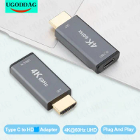 4K60Hz Type C to HDMI-Compatible Male Adapter USB-C Female Adapter Converter For Asus Apple Huawei Dell HP Laptop Projector HDTV