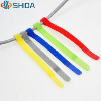 100 PCS 10*130mm P Type Magic Fastener Tapes Nylon Cable Ties Hook and Loop Straps for Laptop PC TV Wire Management