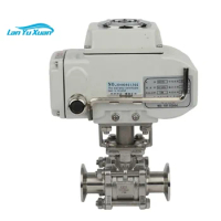 Sanitary 3A Ce 3/4 "-4" Three Piece Motorized Electric Stainless Steel 3Pc Ball Valve Hydraulic Flow Control Valve