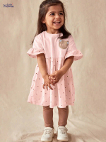 Váy hè bé gái thun cotton hồng chấm bi gấu nâu Little Maven LMS3038 - Malwee Chính Hãng