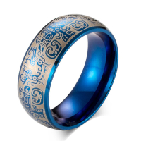 招財轉運符 中國神話傳說饕餮紋戒指 男女鈦鋼復古狍鸮指環
