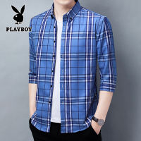 Playboy Original Shirt Casual Men S Shirts Fall Long Sleeve Grid Shirts Striped Shirts