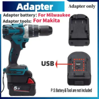For Milwaukee To Makita Adapter For Milwaukee / Makita USB Adapter Tool Converter(Not include tools and battery)