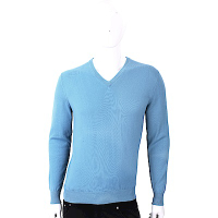 Andre Maurice 100%喀什米爾天空藍V領針織羊毛衫