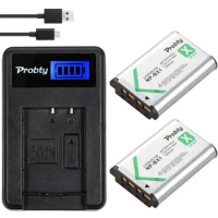 PROBTY 2Pcs NP-BX1 NP BX1 Batteries + LCD Charger For Sony DSC-RX100 DSC-WX500 IV RX10 II HX300 WX300 HDR-AS15 CX240E MV1 AS30V