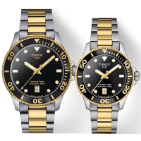 TISSOT 天梭 官方授權 Seastar 1000 海洋之星300米潛水錶 對錶 情侶手錶 母親節送禮 送禮首選 T1204102205100+T1202102205100