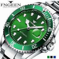 2024 FNGEEN 9001 Luxury Brand Men Watch Steel Tourbillon Skeleton Mechanical Watches Luminous Automatic Date Diamond Wristwatch