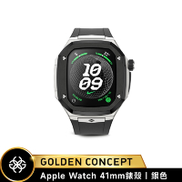 【Golden Concept】Apple Watch 41mm錶殼 銀錶框 黑橡膠錶帶 WC-SPIII41-SL-BK