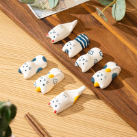 Japanese Style Creative Cat Ceramic Chopstick Rest Home Hand-painted Cute High-Value Tableware Spoon