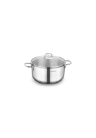 KORKMAZ Korkmaz 316 Stainless Steel Pot Perla 18/10 Stainless Steel Casserole Pot with Glass Lid For All Stovetop (Made in Turkey)