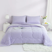 Lightweight Reversible Pink and Purple Ultra-Soft Twin XL Comforter Knit Cotton Bedding Sets with 2 Pillow Shams