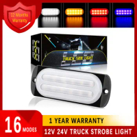 NORGOS 10x Truck Side Led Strobe Warning Light Grille Flash Lamp Amber Traffic Light Round Super Bright Car Maker Lights 12V 24V