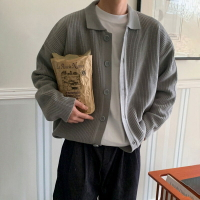 【巴黎精品】針織外套長袖毛衣-休閒純色翻領排扣男外套2色a1io11