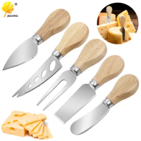 Cheese Knife Stainless Steel Cheese Cutlery Cheese Slicer Wooden Handle Mini Knife Butter Knife Spatula and Fork Spoon