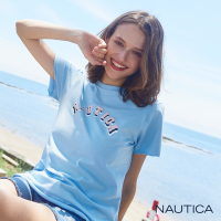 Nautica女裝 修身花邊短袖T恤-淡藍