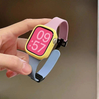 Tali silikon berwarna-warni yang menarik perhatian dengan penutup magnet untuk Apple Watch Ultra 8,